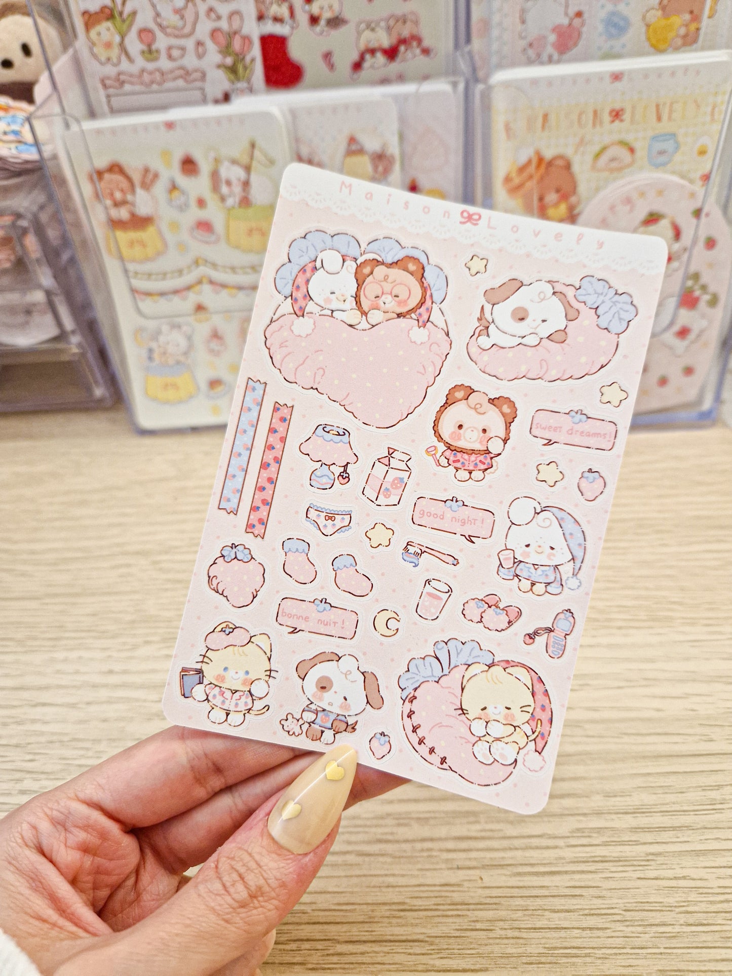 🍓 Good Night Strawberry Stickers Sheet🌙