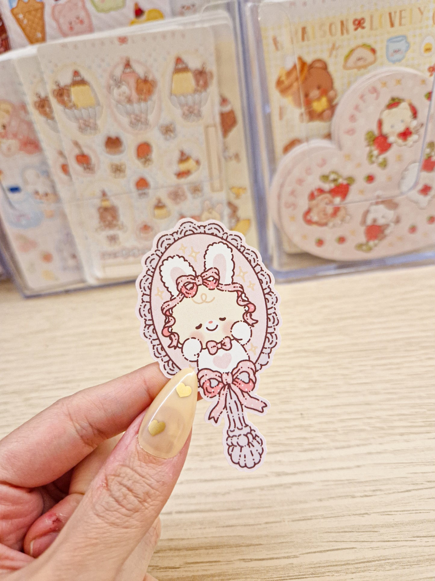 🎀 Coquette Bunny Miror Die Cut Sticker 🐰