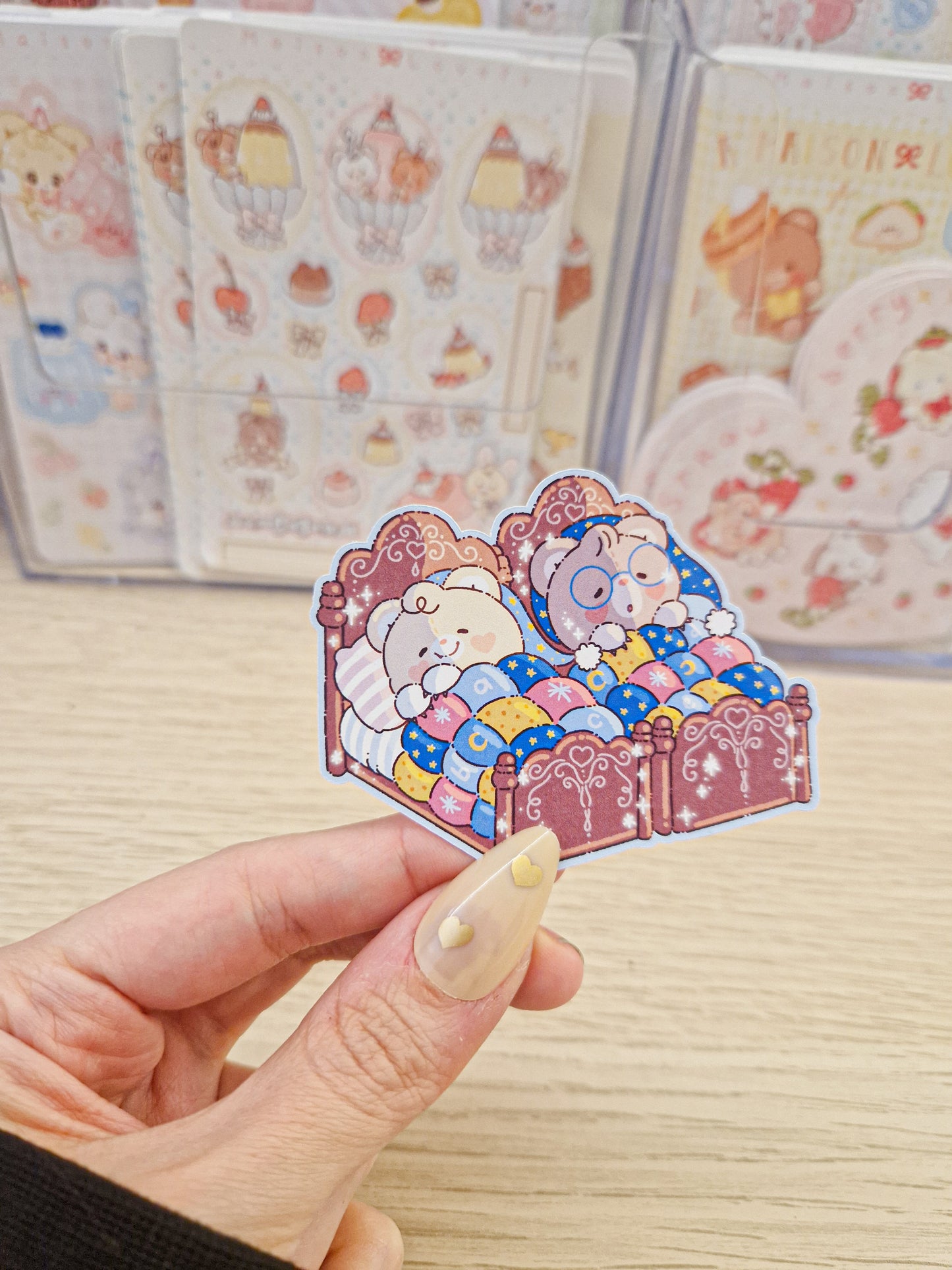 🌙 Blue Sleeping Teddies Die Cut Stickers ⭐️