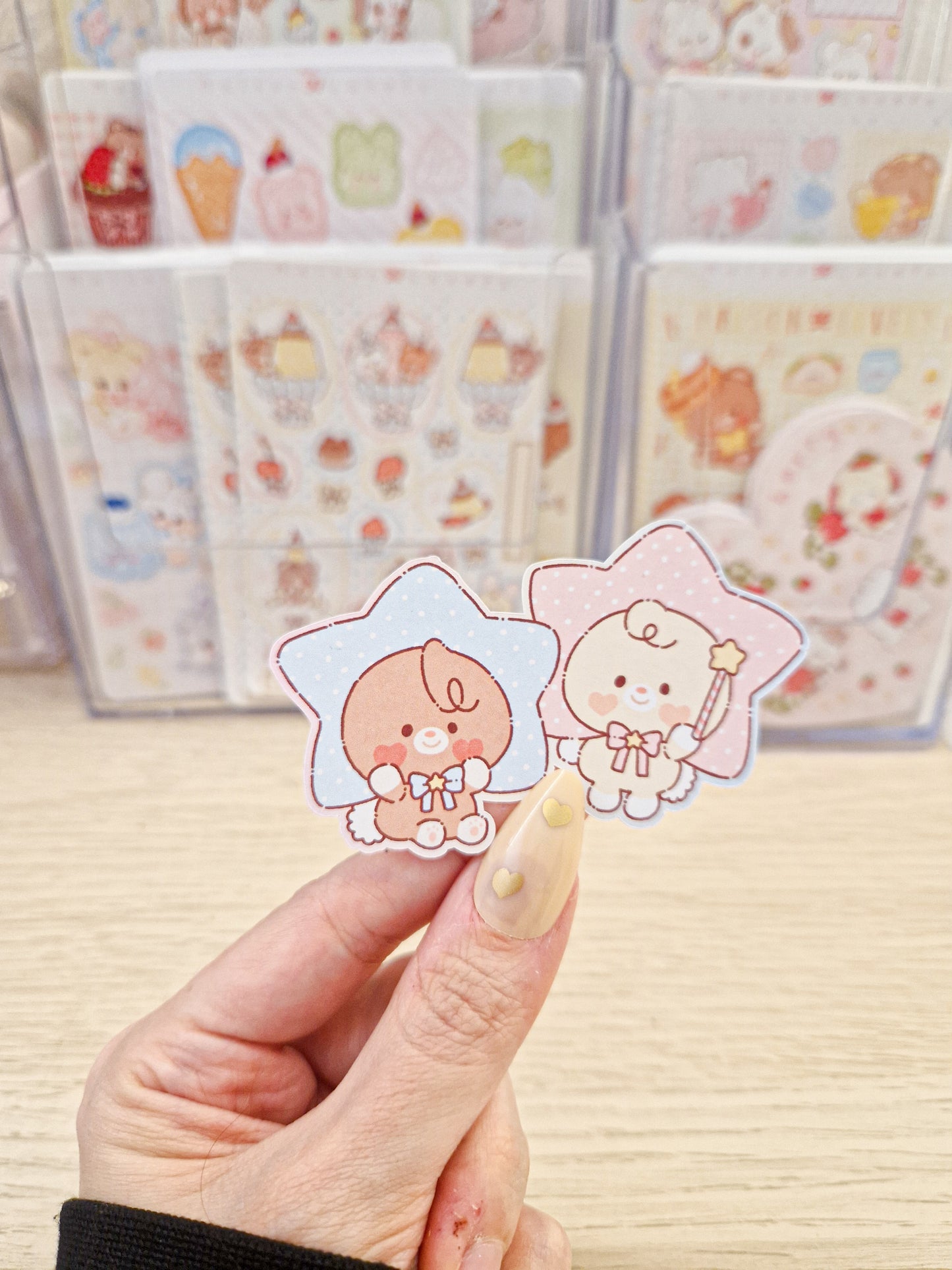 ⭐️ Pastel Starry Teddies Die Cut Sticker 🐻