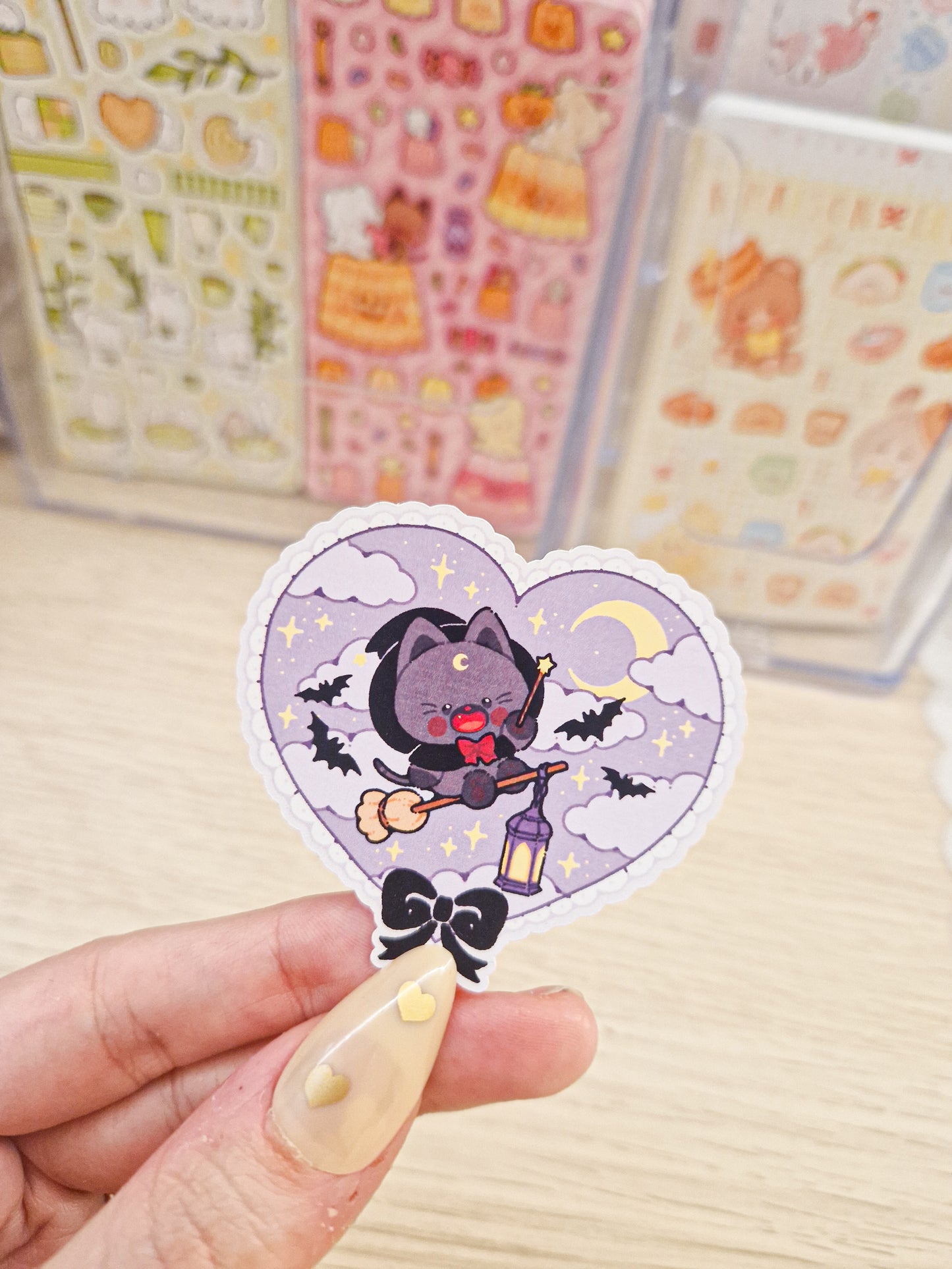 🖤 Halloween Black Cat Die Cut Stickers 🦇