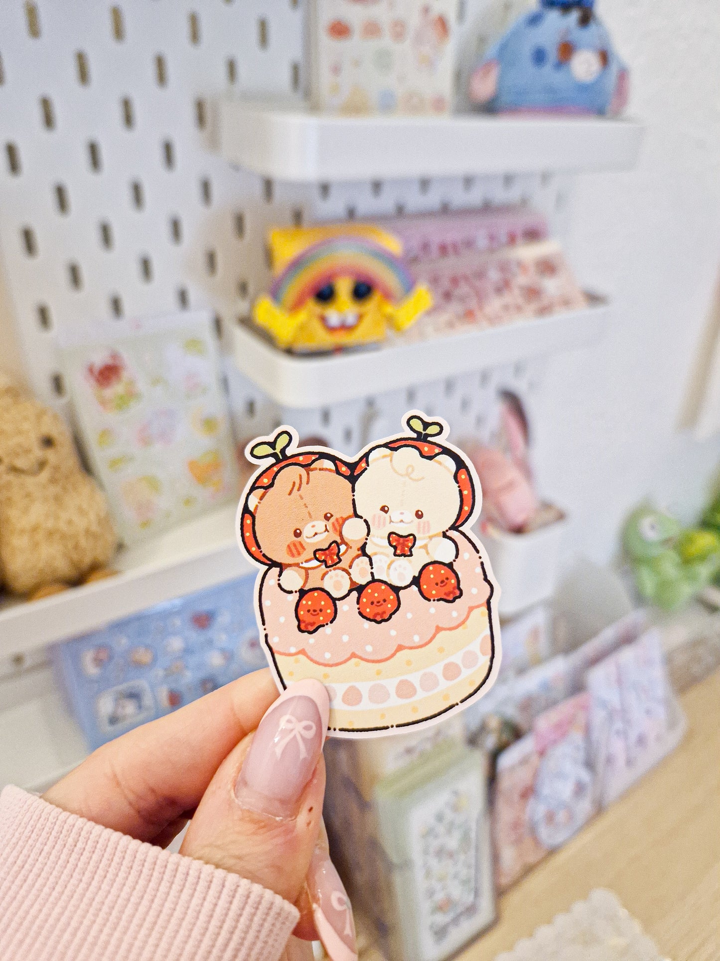 🍓 Strawberry Shortcake Teddies Die Cut Sticker 🍰