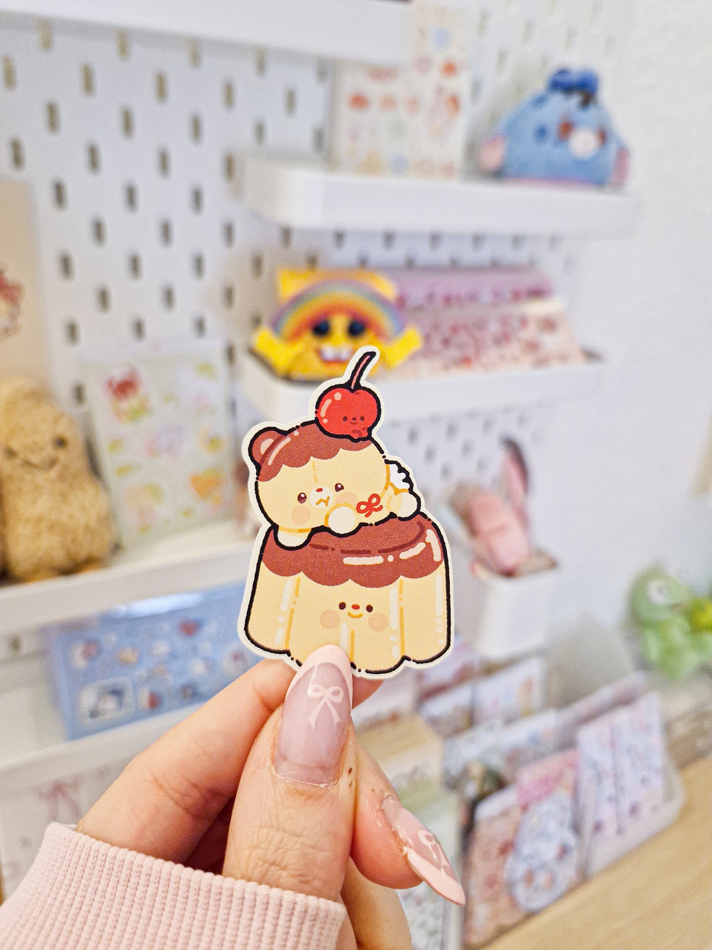 🍮 Pudding Bear Die Cut Sticker 🍒