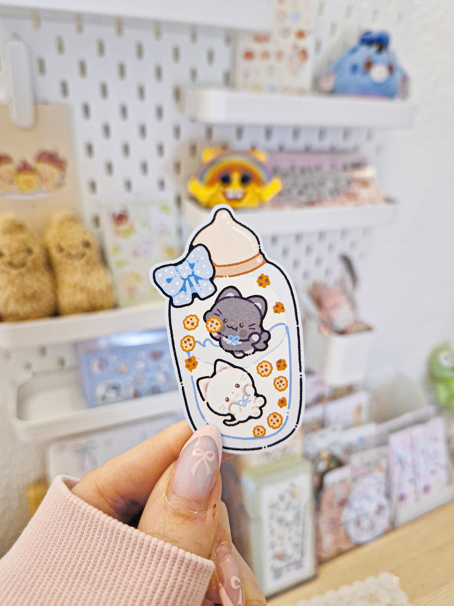 🍼 Milk&Cookies Kitty Die Cut Sticker 🍪