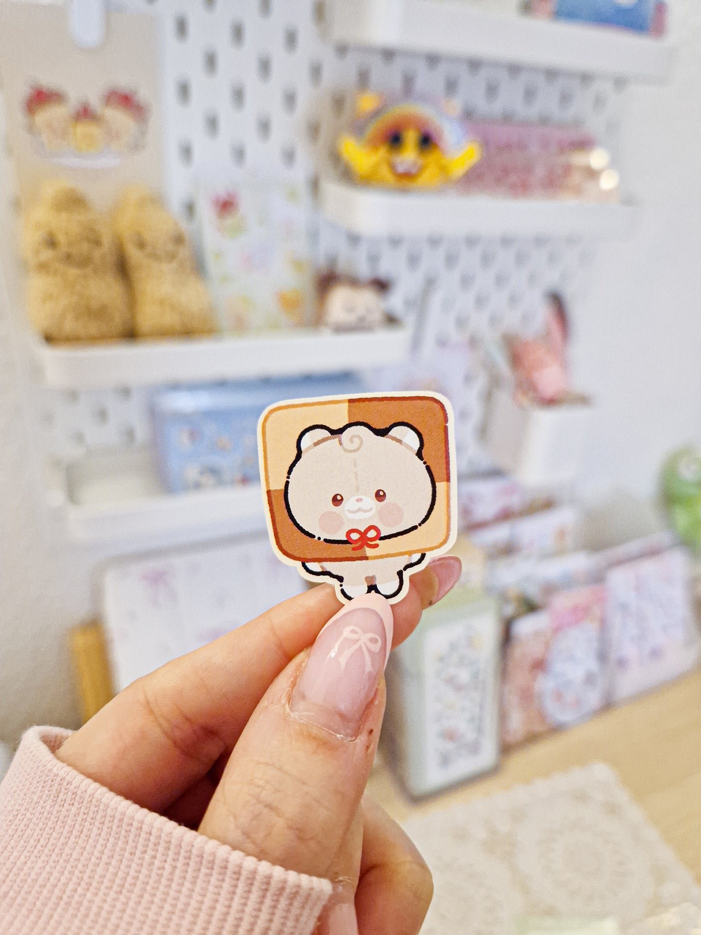 🍪 Trio Biscuit Teddy Die Cut Sticker ☕️