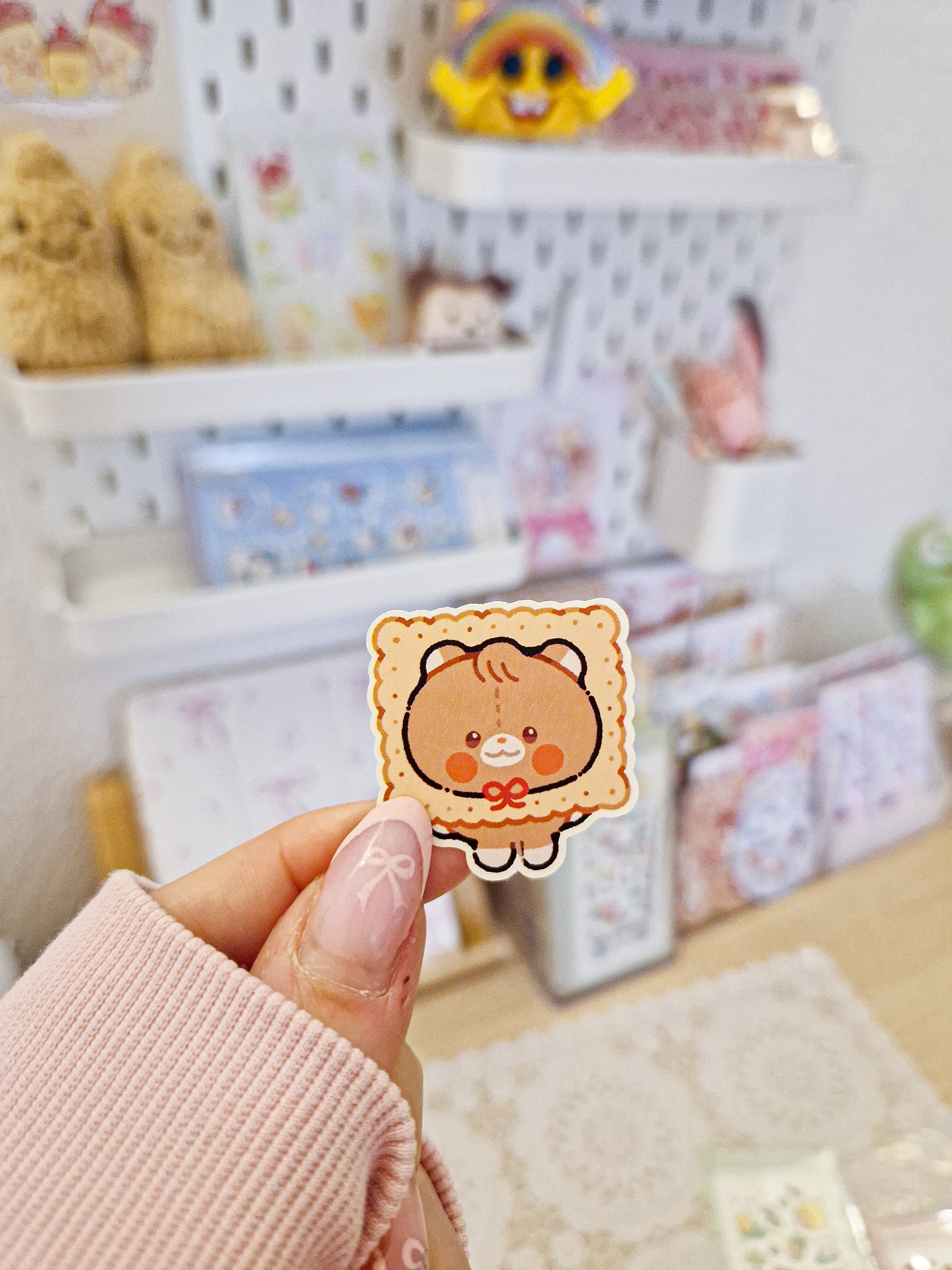 🍪 Trio Biscuit Teddy Die Cut Sticker ☕️