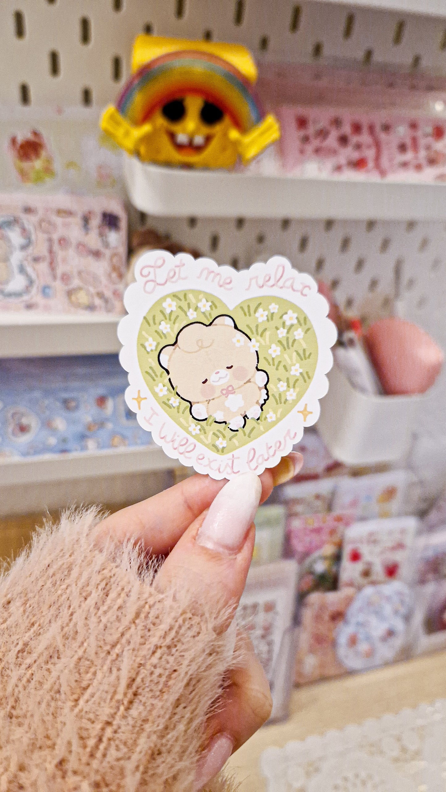 ☘️ Relaxing Teddy Die Cut Sticker 🌼