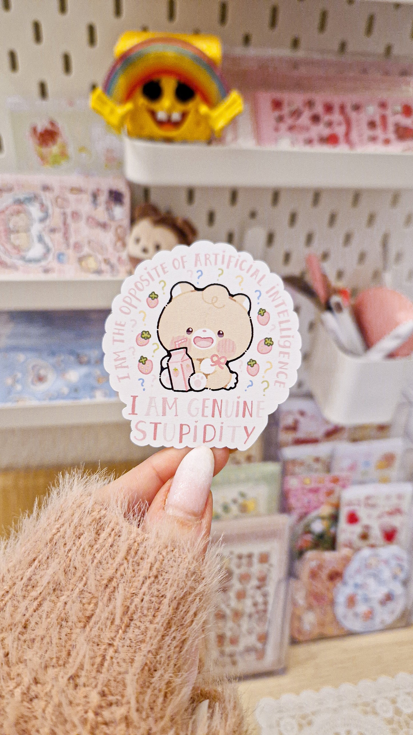 🍓 Stupid & Silly Teddy Die Cur Sticker 🩷