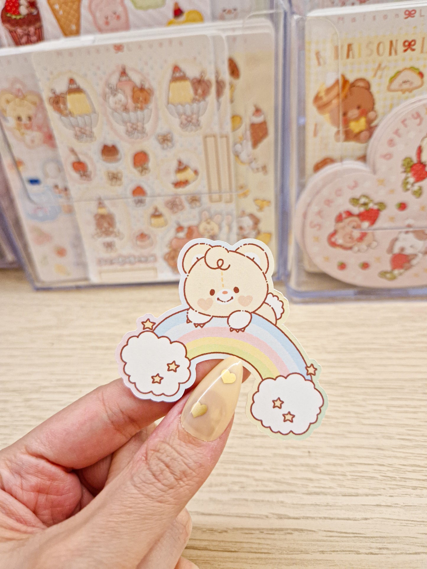 🌈 Rainbow Teddy Die Cut Sticker ☁️