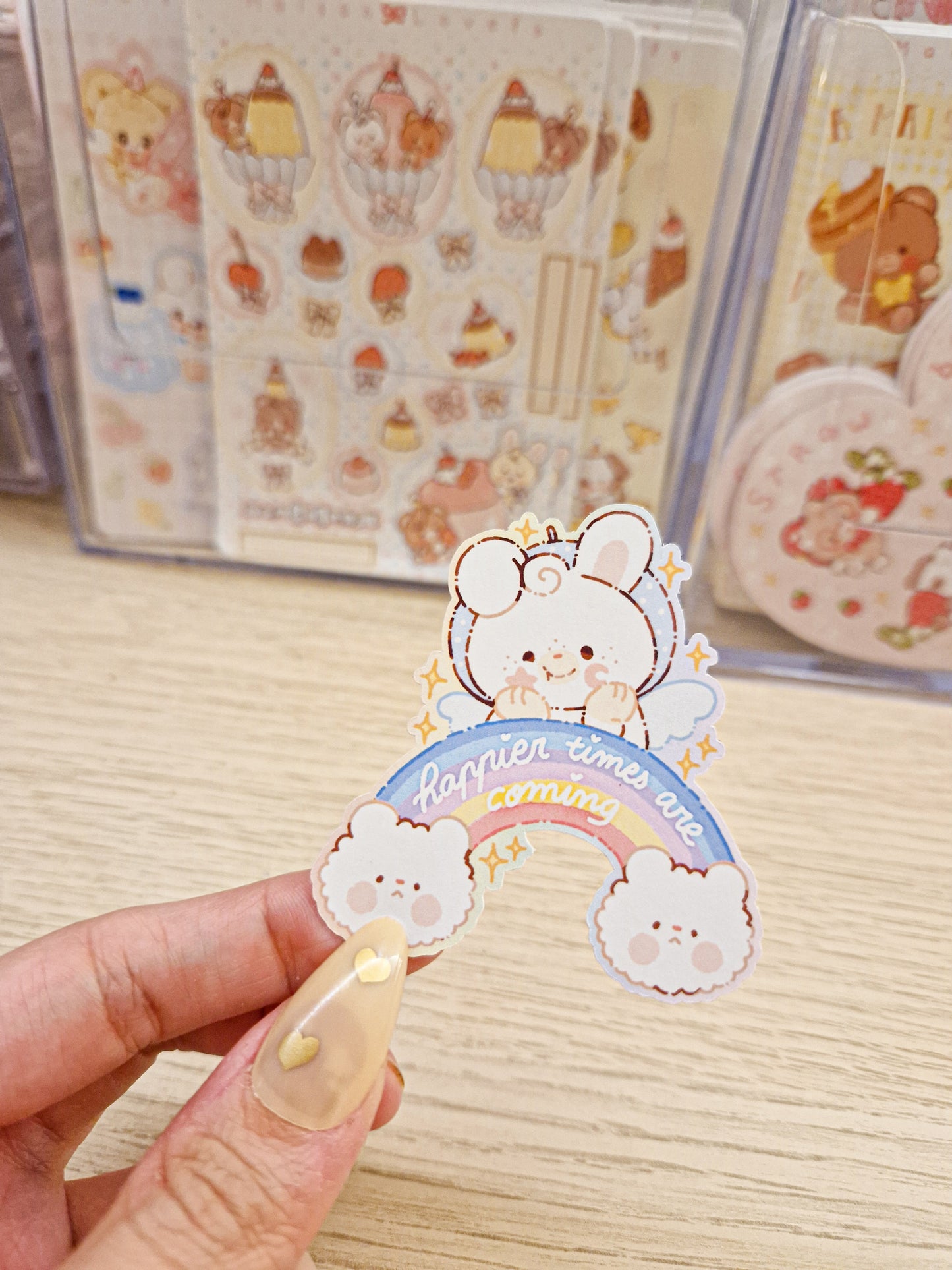 ⭐️Positive Rainbow Bunny Die Cut Stickers 🌈