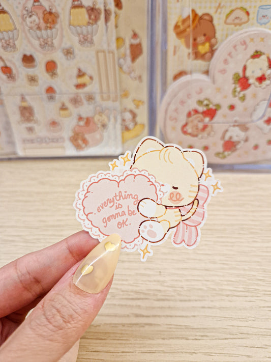 🩷 Positive Pink Kitty Die Cut Sticker 🐱