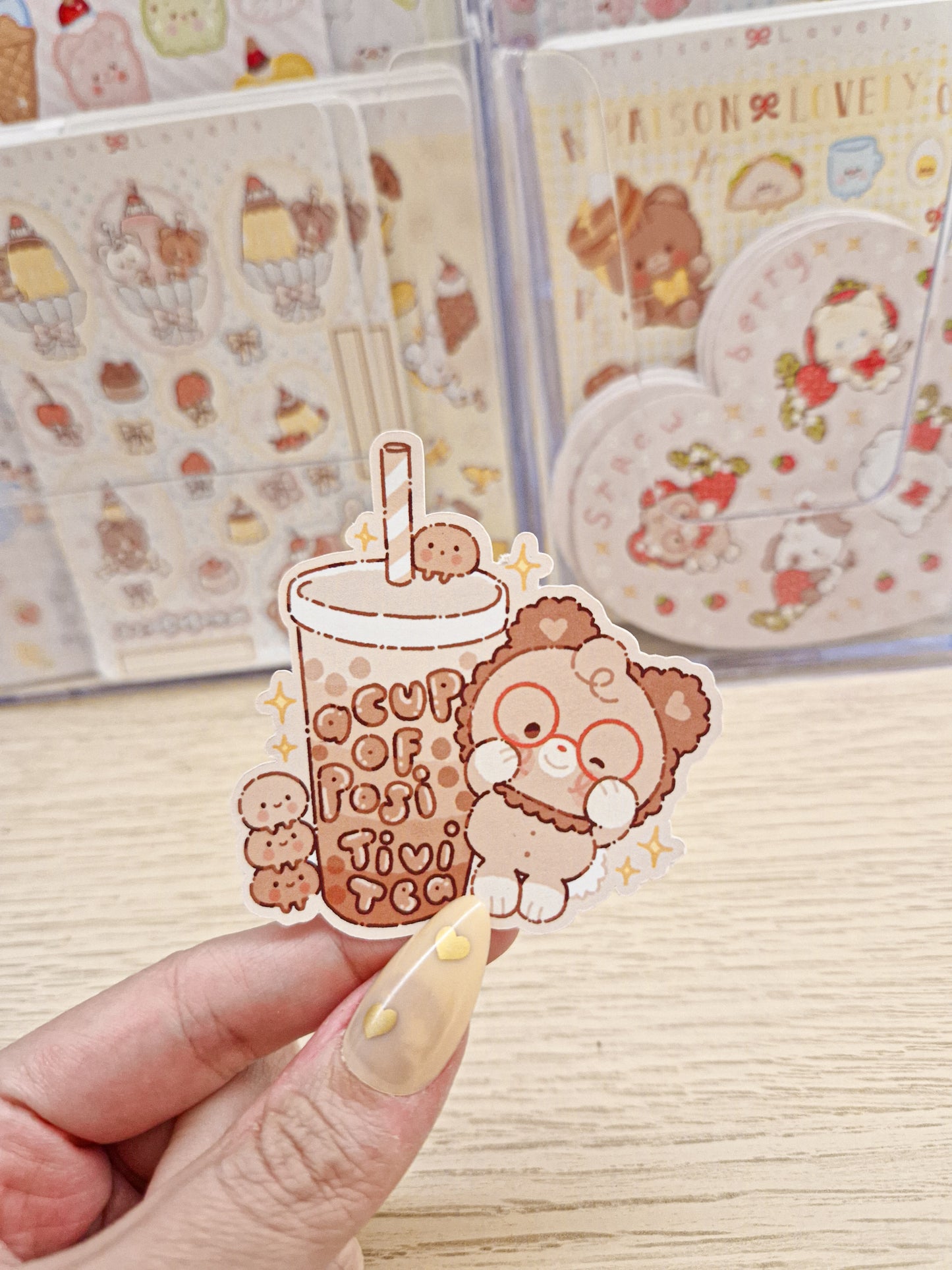 🧋 Bubble Tea Teddy Die Cut Stickers 🐻