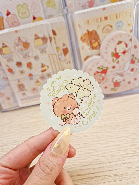 🍀 Lucky Clover Bear Die Cut Sticker 🐻