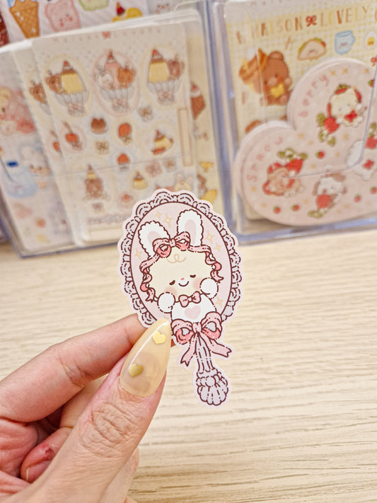 🎀 Coquette Bunny Miror Die Cut Sticker 🐰