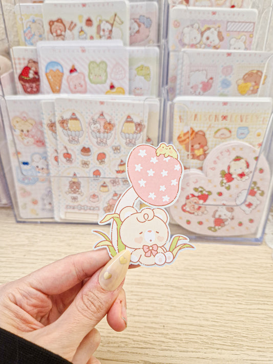 🍄 Pastel Mushroom Teddy Die Cut Stickers 🩷