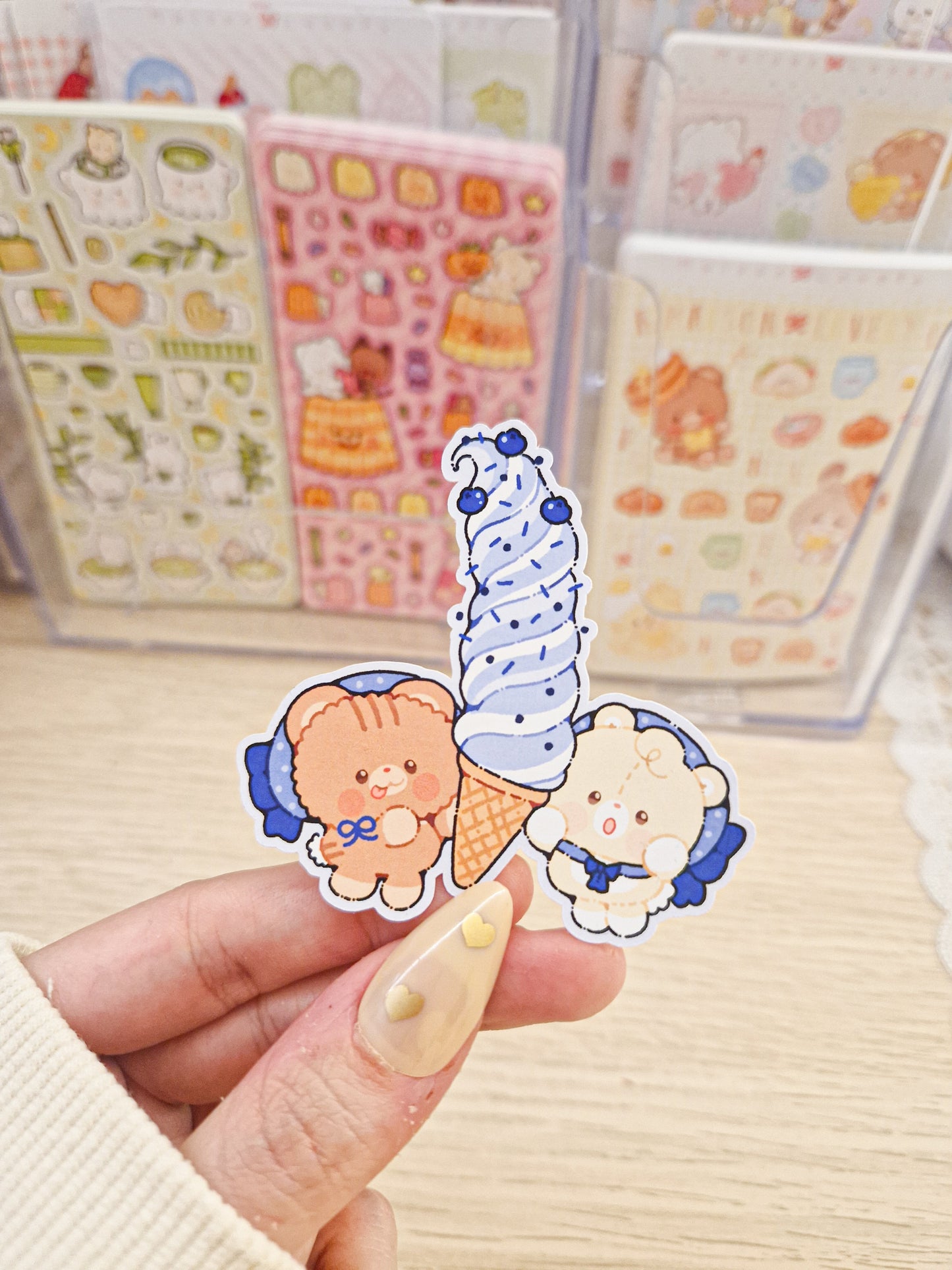 🫐 Blueberry Ice Cream Teddies Die Cut Stickers 💙