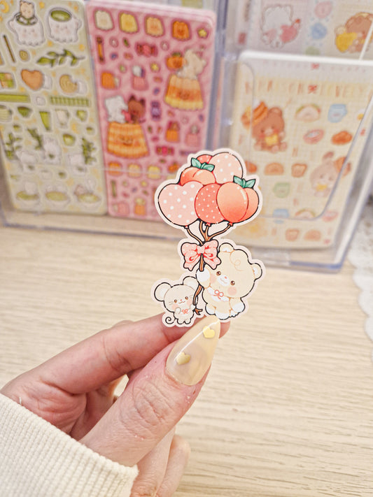 🍑 Peach Balloon Friends Die Cut Stickers 🐭