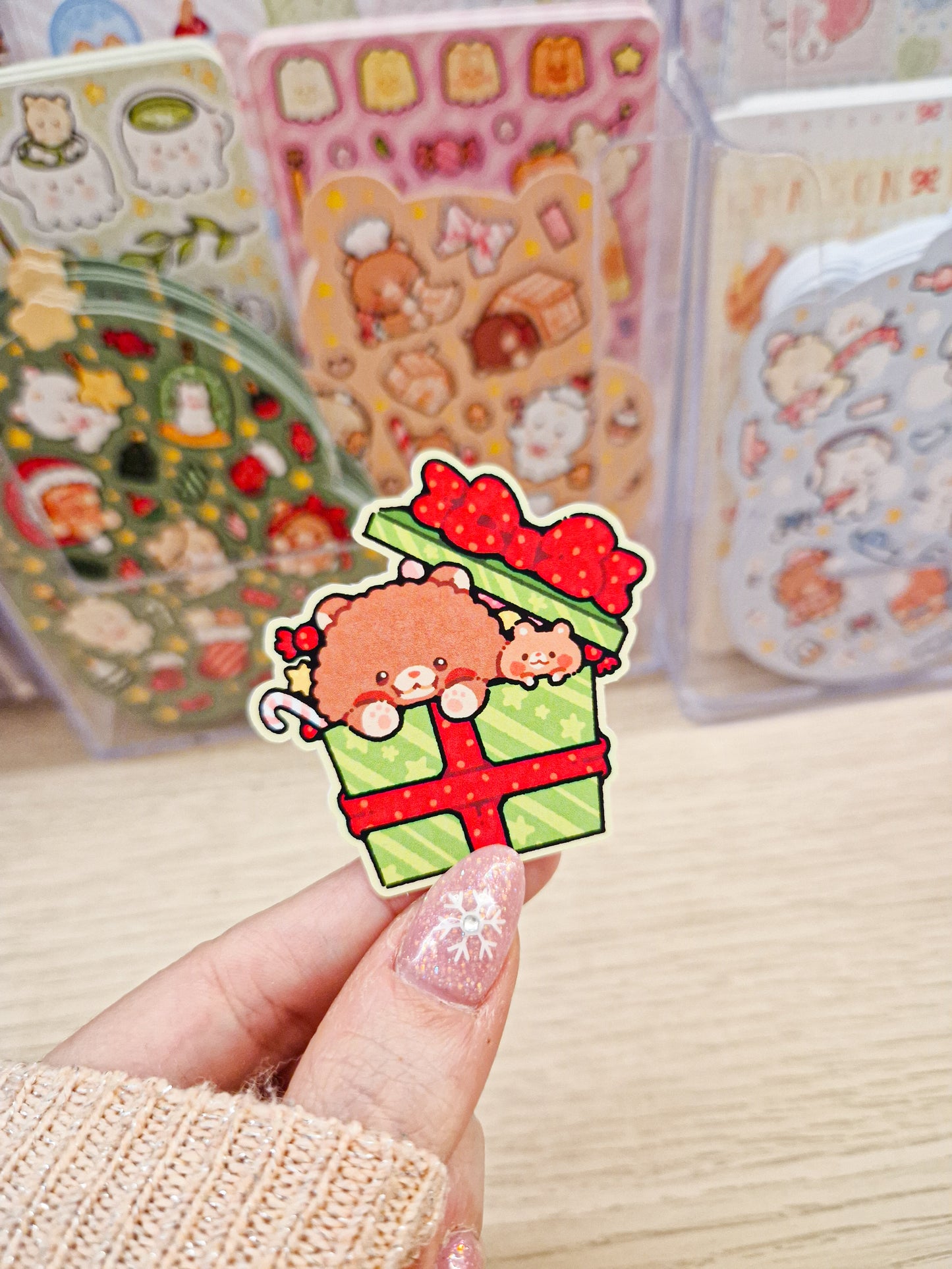 🎀 Teddy Surprise Gift Die Cut Stickers 🎁