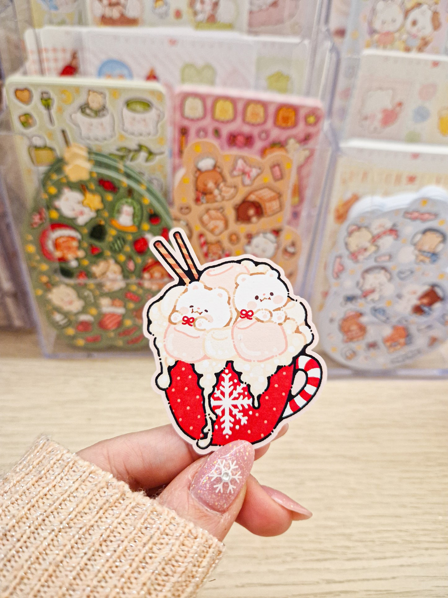 ❤️ Hot Chocolate Teddy Die Cut Stickers ☕️