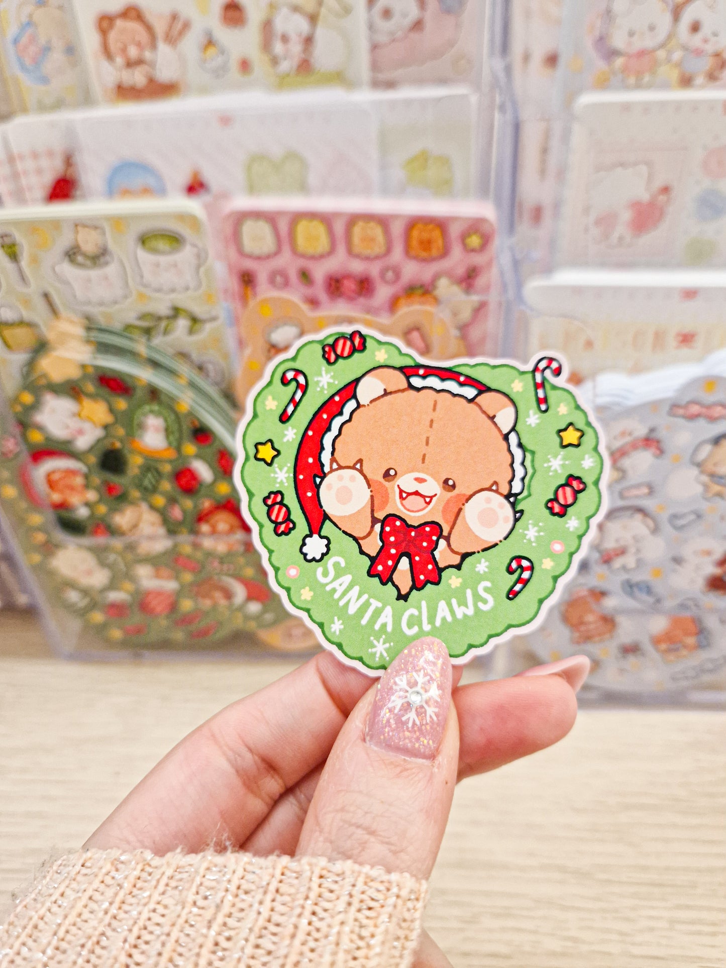 🎁 Merry Christmas Bright Teddy Die Cut Sticker 🎄