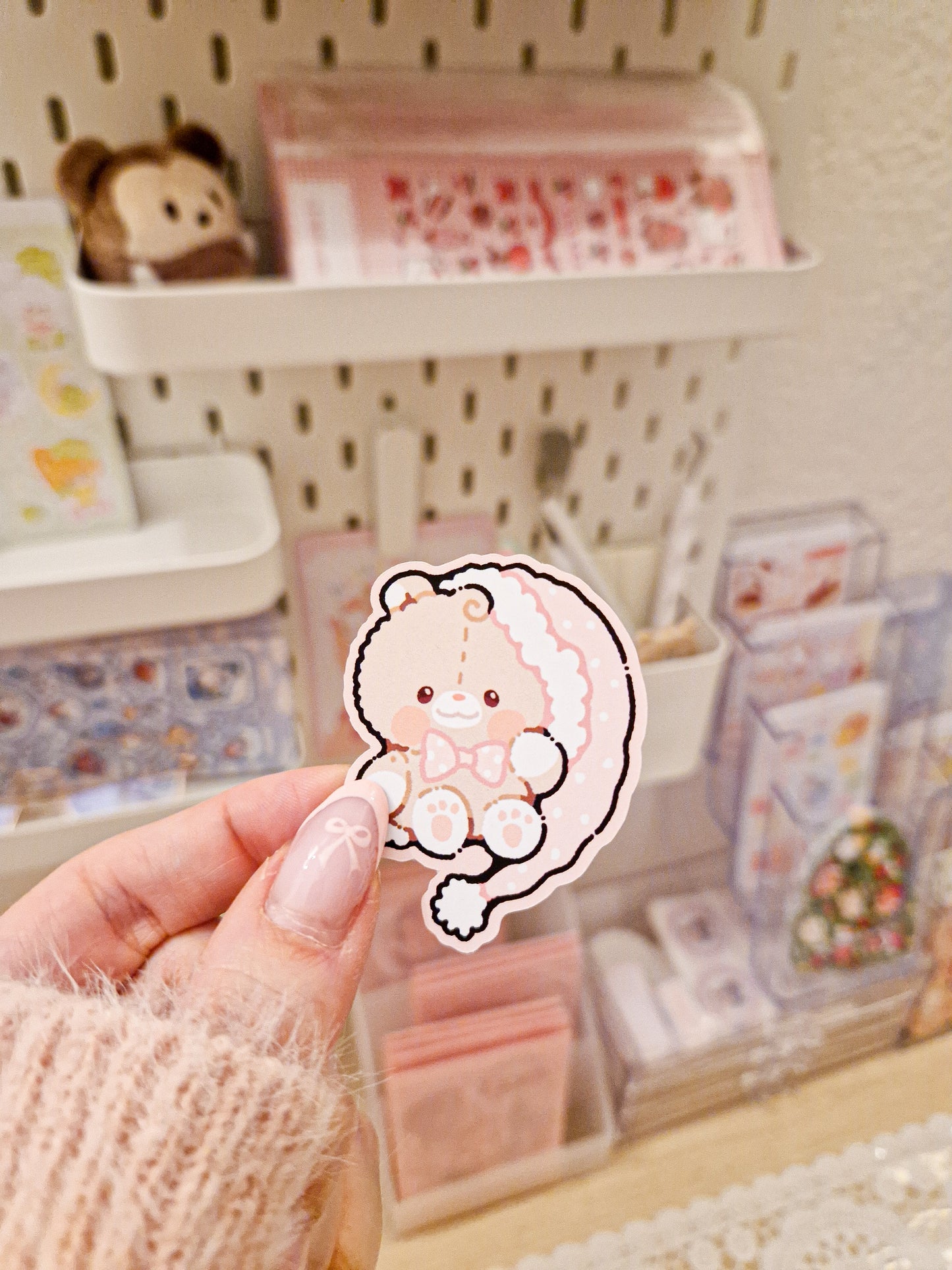🎀 Pink Santa Claus Teddies Duo Die Cut Stickers 🩷