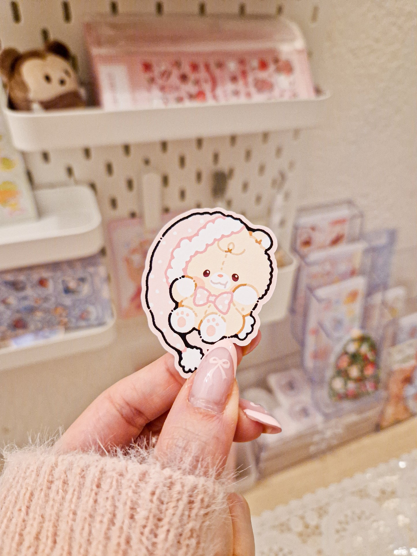 🎀 Pink Santa Claus Teddies Duo Die Cut Stickers 🩷
