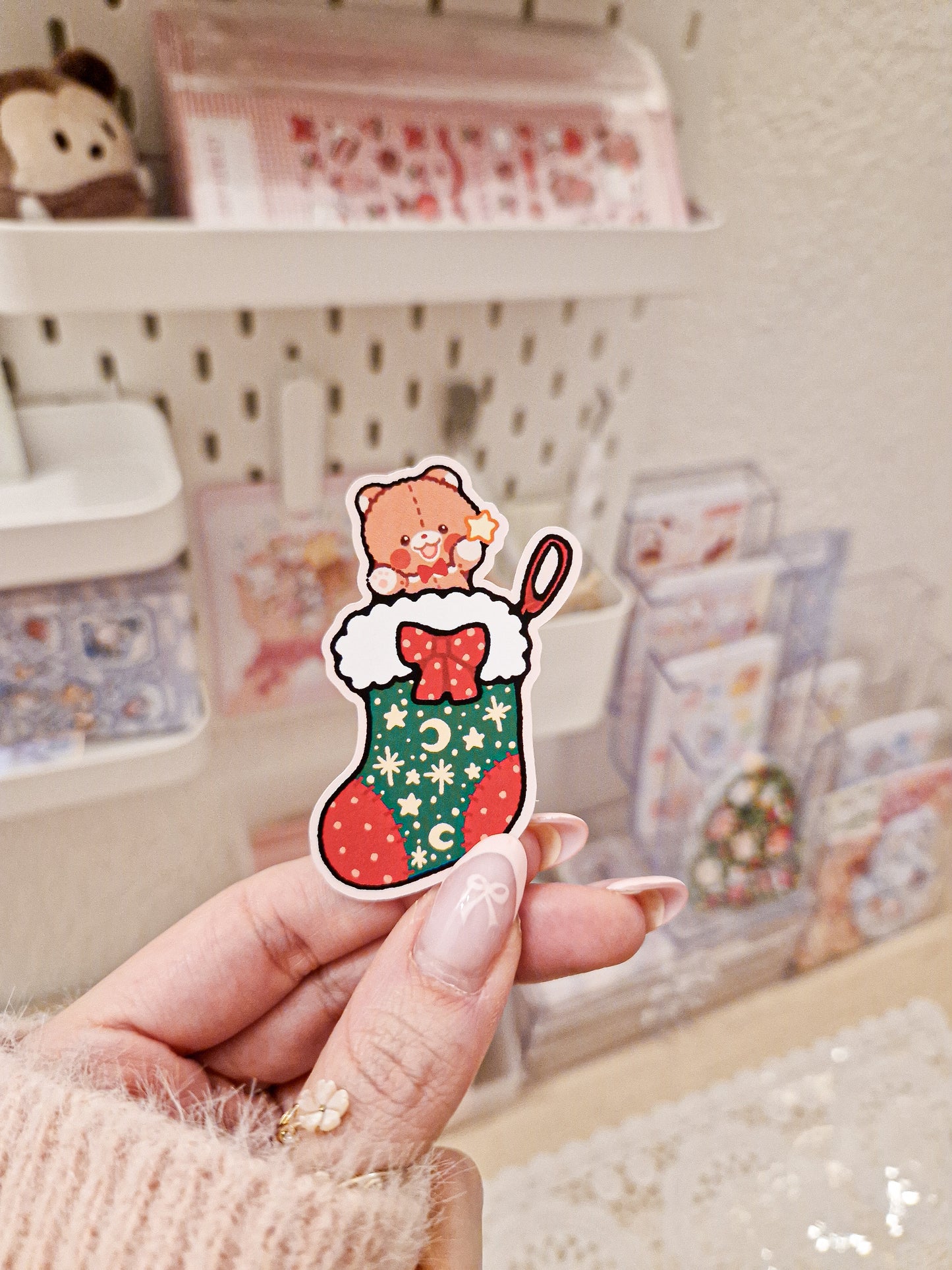🎄 Christmas Socks Teddies Die Cut Stickers 🎅🏻