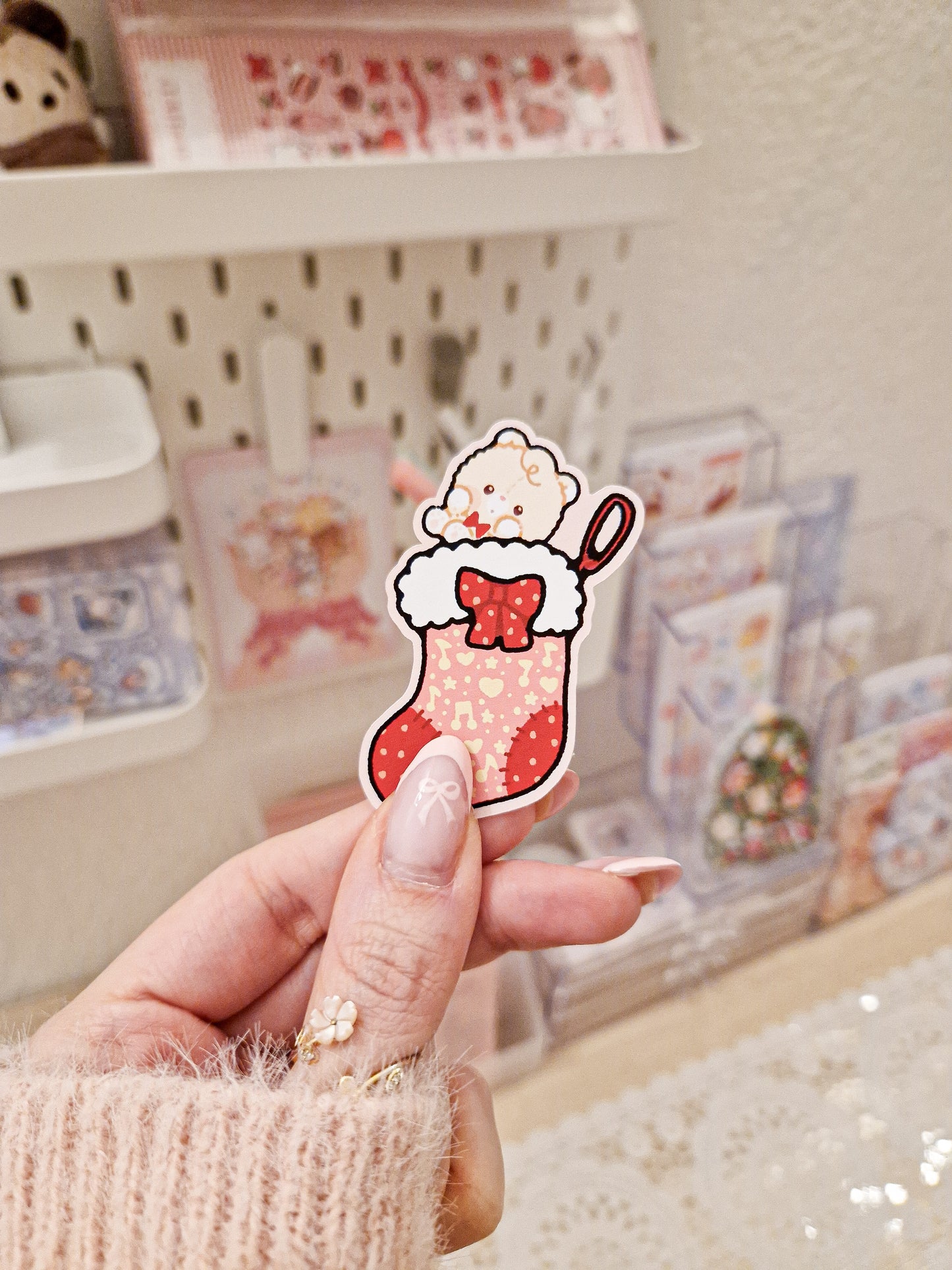 🎄 Christmas Socks Teddies Die Cut Stickers 🎅🏻