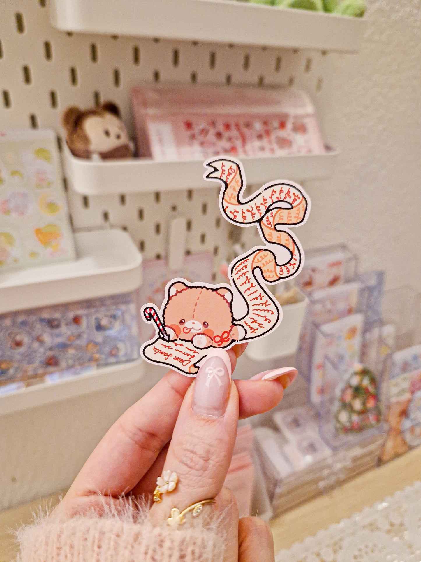 📜 Santa List Teddy Die Cut Stickers 🎅🏻