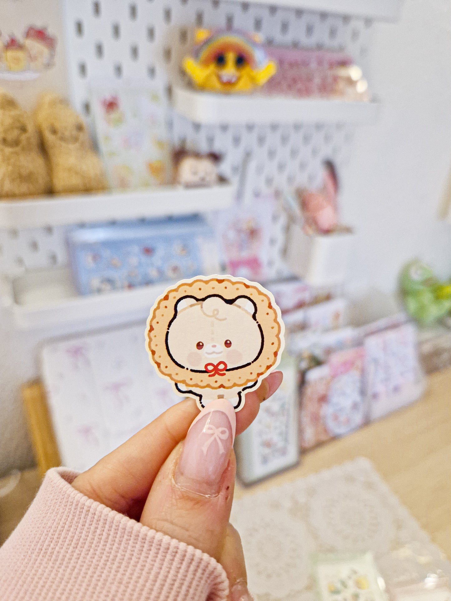 🍪 Trio Biscuit Teddy Die Cut Sticker ☕️
