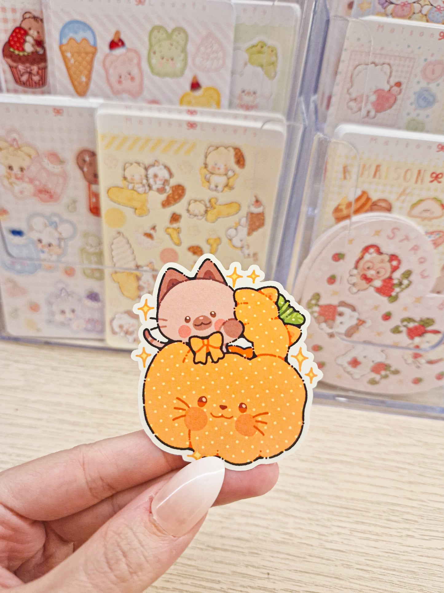 🎃 Pumpkin Kitties Trio Die Cut Stickers 🐱