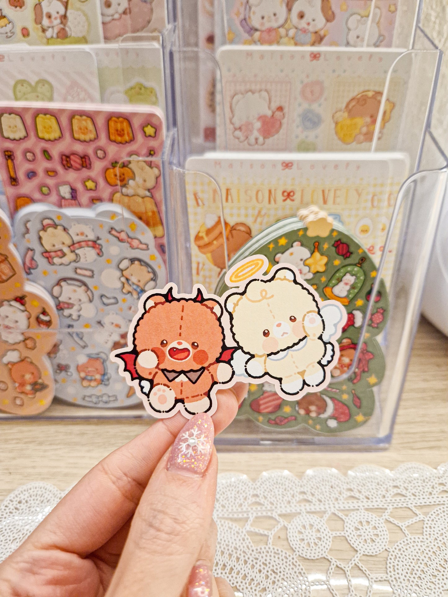 🤍Angel & Devil Teddy Bear Sticker 🖤