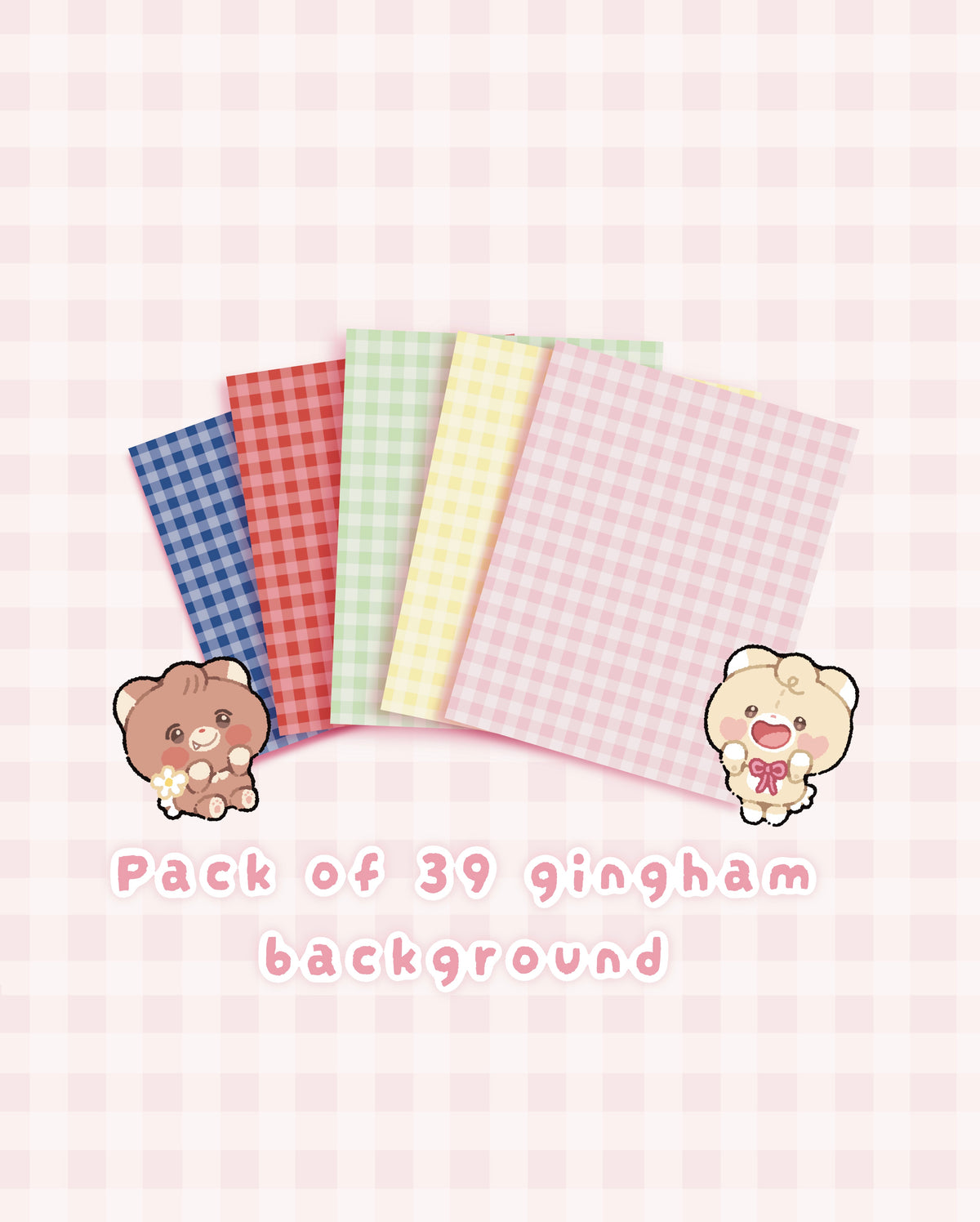 Pack of 39 Gingham Background