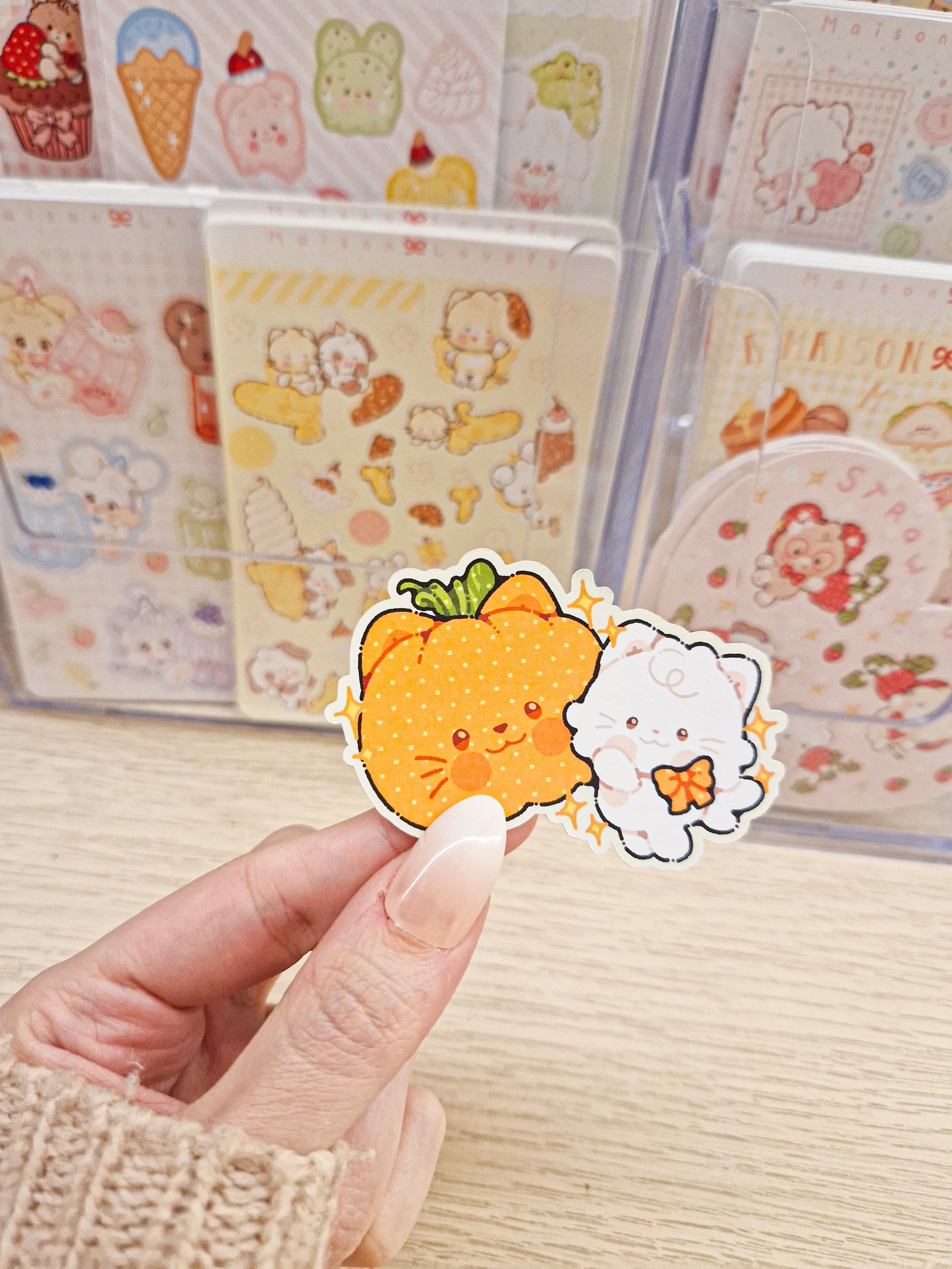 🎃 Pumpkin Kitties Trio Die Cut Stickers 🐱