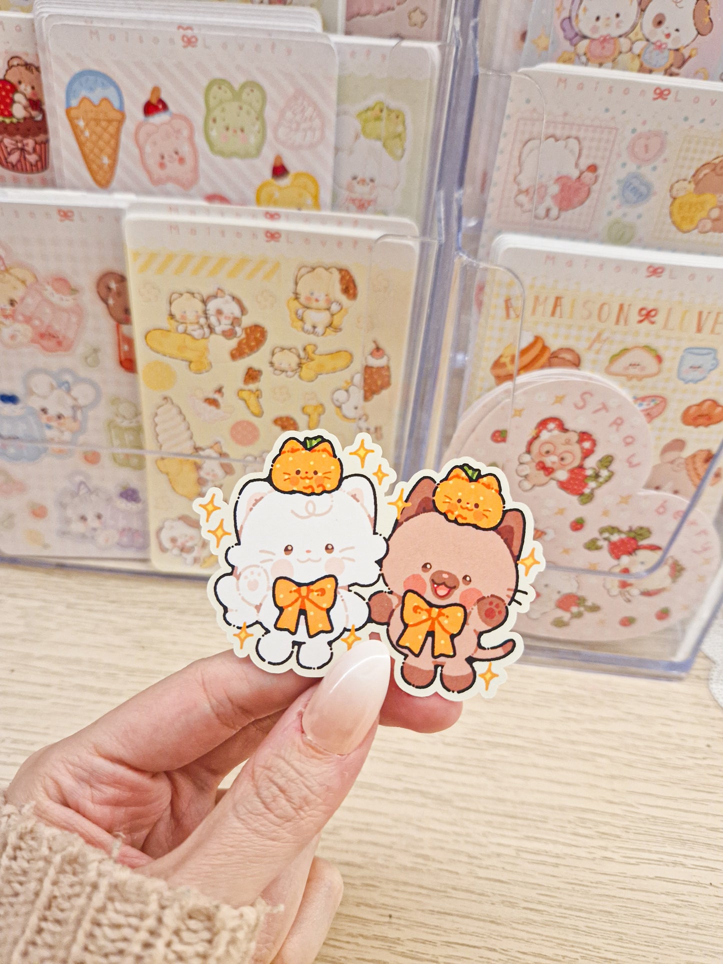 🎃 Pumpkin Kitties Trio Die Cut Stickers 🐱