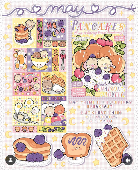 May Blueberry Breakfast Sticker Pack