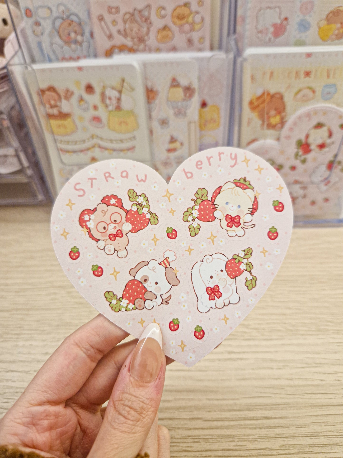 🍓 Strawberry Heart Friends Stickers Sheet 🩷