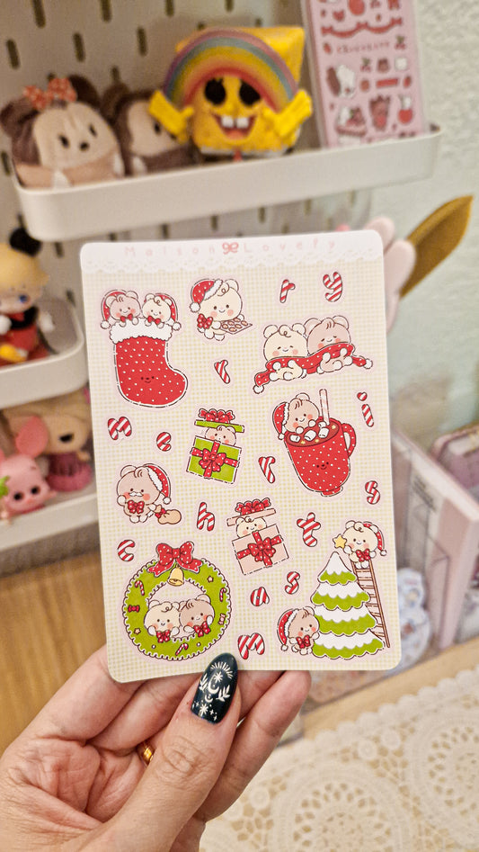 🎄 Christmas Teddies Stickers Sheet 🎅🏻